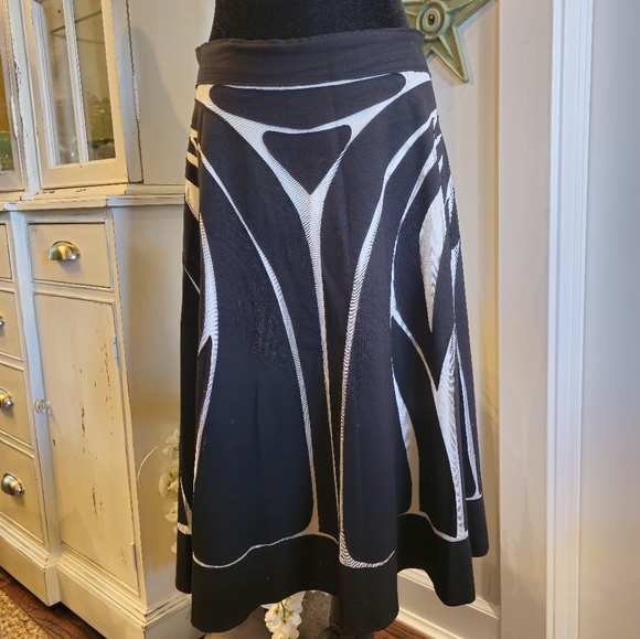ADOLFO DOMINGUEZ Midi Black & White A-line Skirt Size 44 - Picture 2 of 8